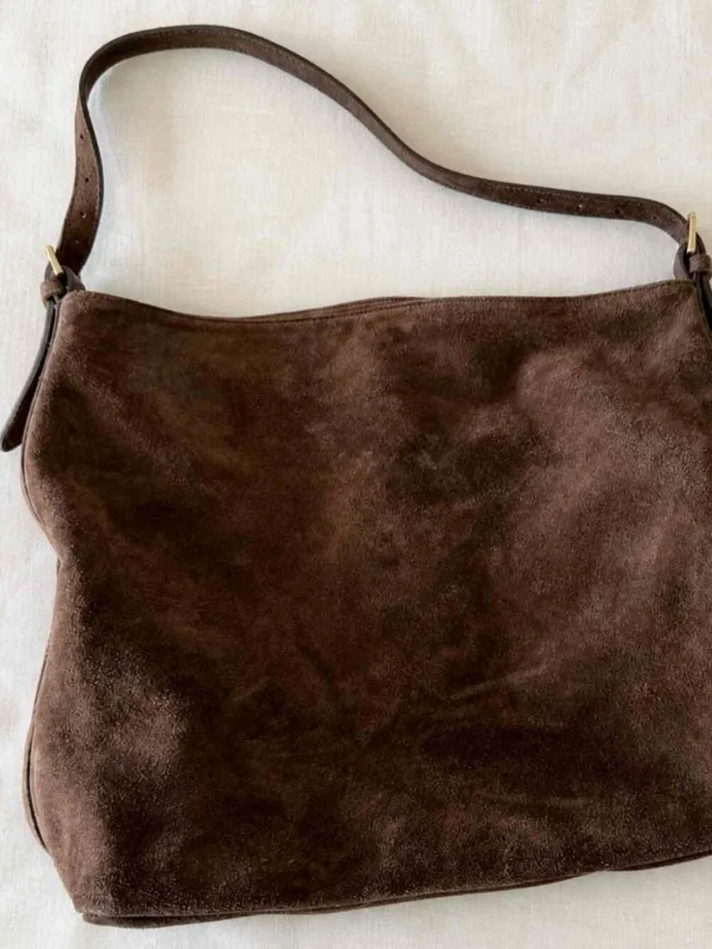 VESTIRSI Savannah Dark Chocolate Suede Hobo Bag Italian Leather